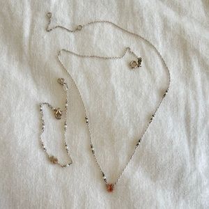 TOUS Silver with Tiny Pearls Necklace & Bracelet